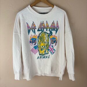 Def Leppard 1987 White Graphic Sweatshirt size large